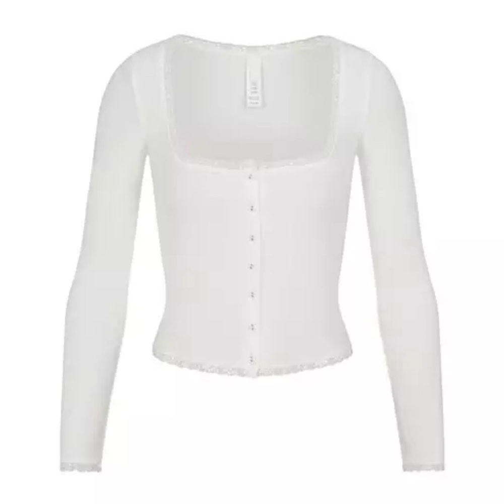 ✨Memorial day sale✨ NWT SKIMS Soft Lounge Lace Cardigan, XS, Marble